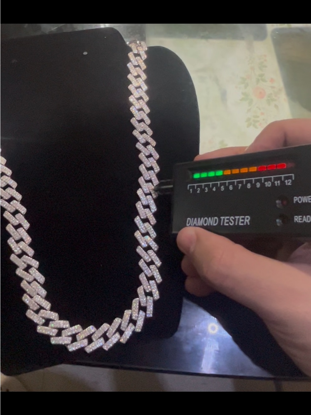 13mm Moissanite Cuban Link Chain 22" - 96g Solid 925 Silver - PASSES TESTER - Picture 3 of 5